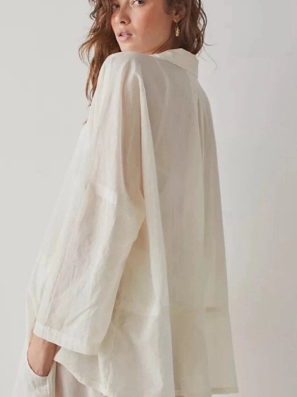 Free People Heat of The Night Lounge Shirt Sleep Buttondown Sheer Top M - Picture 2 of 2